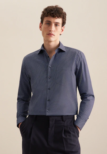 Regular Chemise Business Imprimé in Bleu Foncé |  Seidensticker Onlineshop