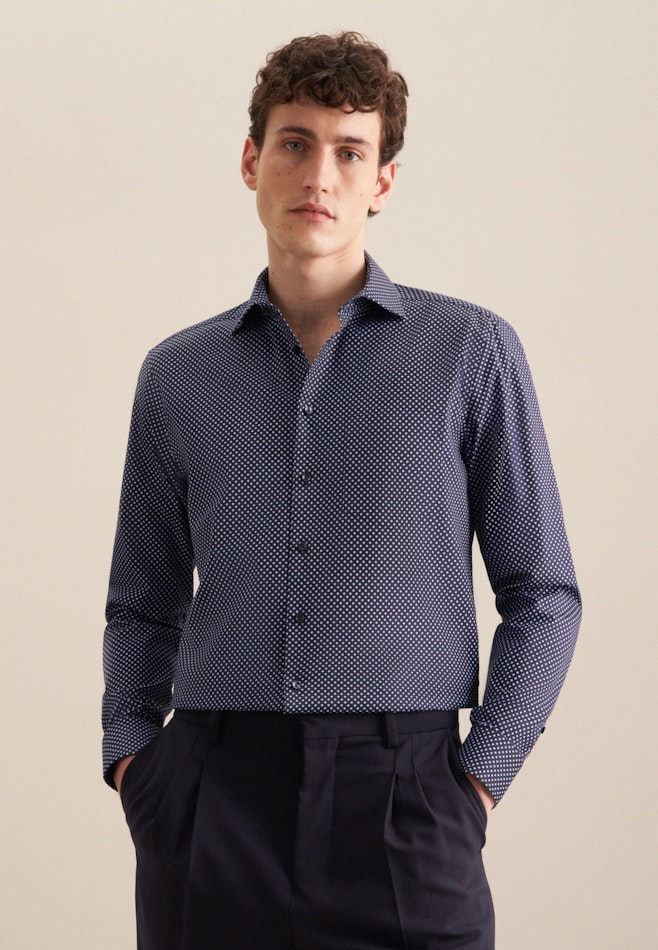 Chemise Business Regular Col Kent manches extra-longues dans Bleu Foncé | Boutique en ligne Seidensticker