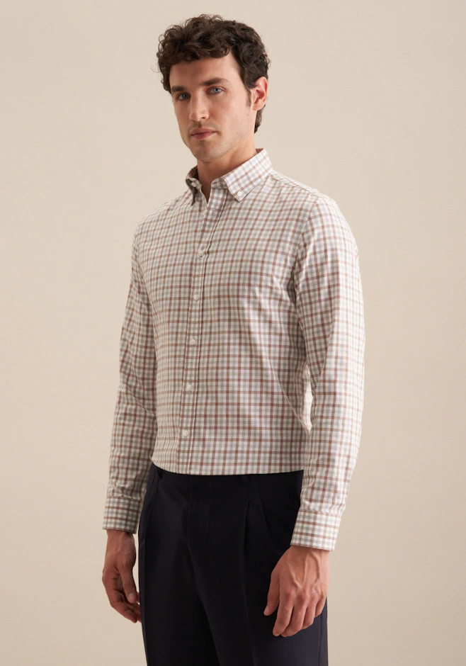 Comfort Flanellhemd Karo in Braun | Seidensticker Onlineshop