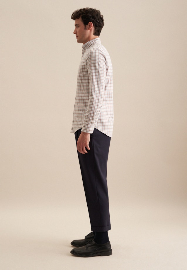 Flanellen hemd in Comfort with Button-Down-Kraag in Bruin |  Seidensticker Onlineshop