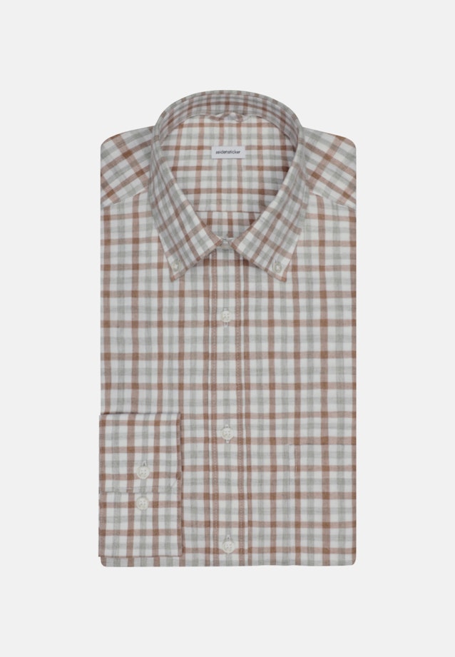 Flannel shirt in Comfort with Button-Down-Collar in Brown |  Seidensticker Onlineshop