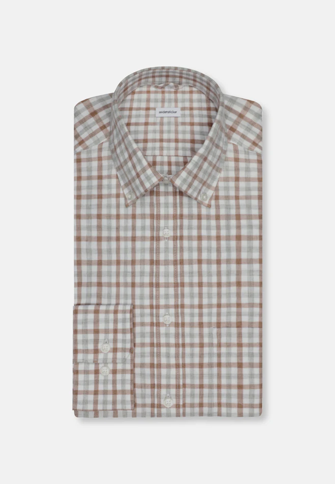 Comfort Flanellhemd Karo in Braun | Seidensticker Onlineshop