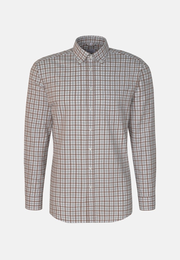 Flannel shirt in Comfort with Button-Down-Collar in Brown |  Seidensticker Onlineshop