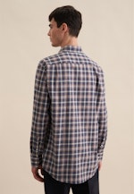 Fil a fil Flanellhemd in Regular mit Button-Down-Kragen in Dunkelblau |  Seidensticker Onlineshop