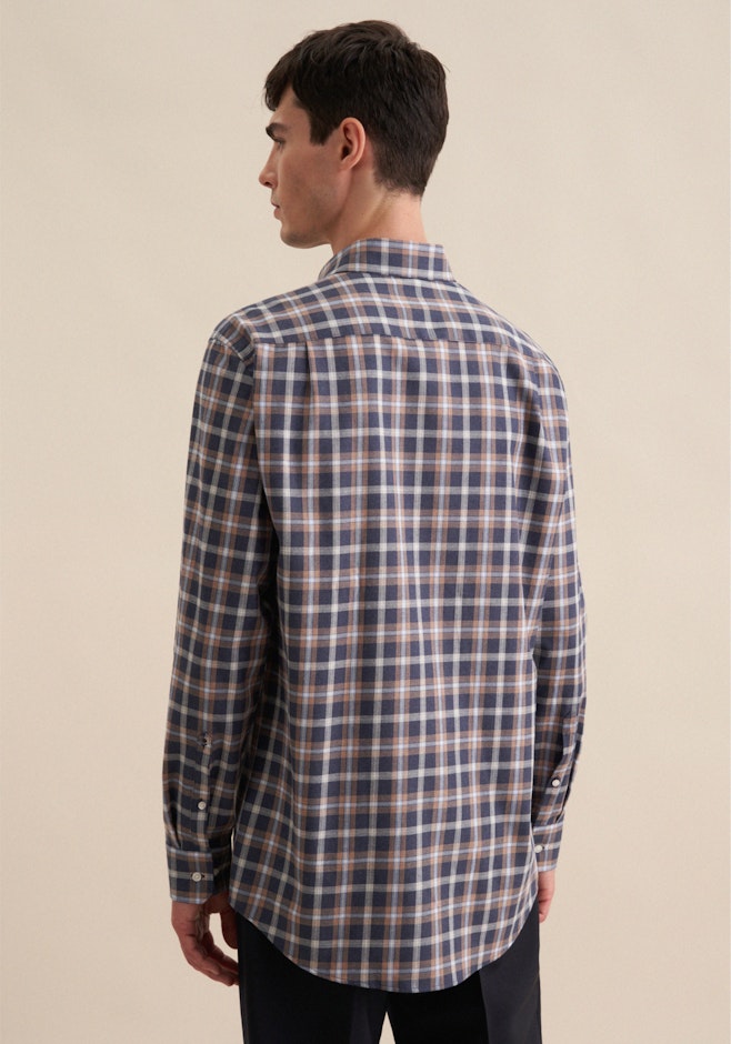 Regular Flanellhemd Karo in Dunkelblau | Seidensticker Onlineshop