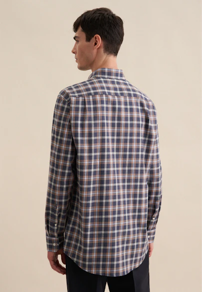 Regular Flanellhemd Karo in Dunkelblau |  Seidensticker Onlineshop