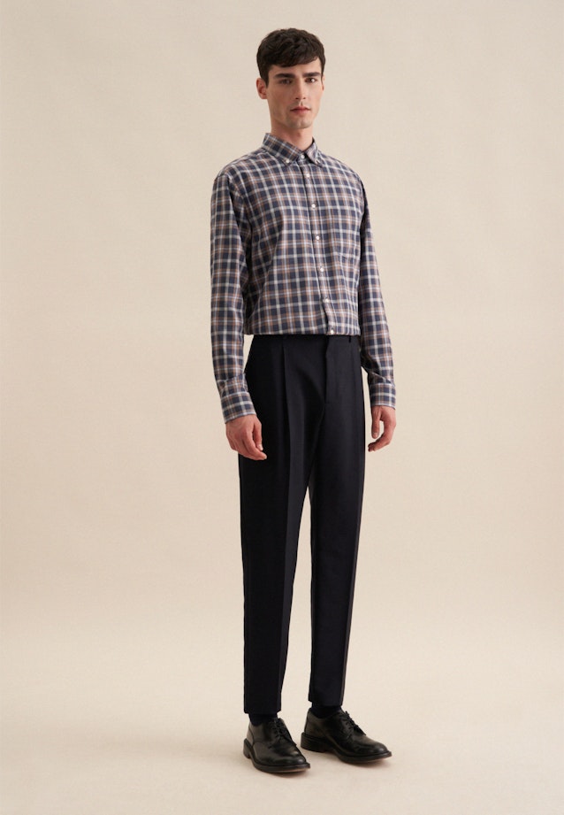 Regular Flanellhemd Karo in Dunkelblau |  Seidensticker Onlineshop