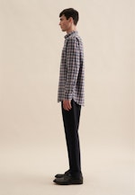 Flannel shirt in Regular with Button-Down-Collar in Dark Blue |  Seidensticker Onlineshop