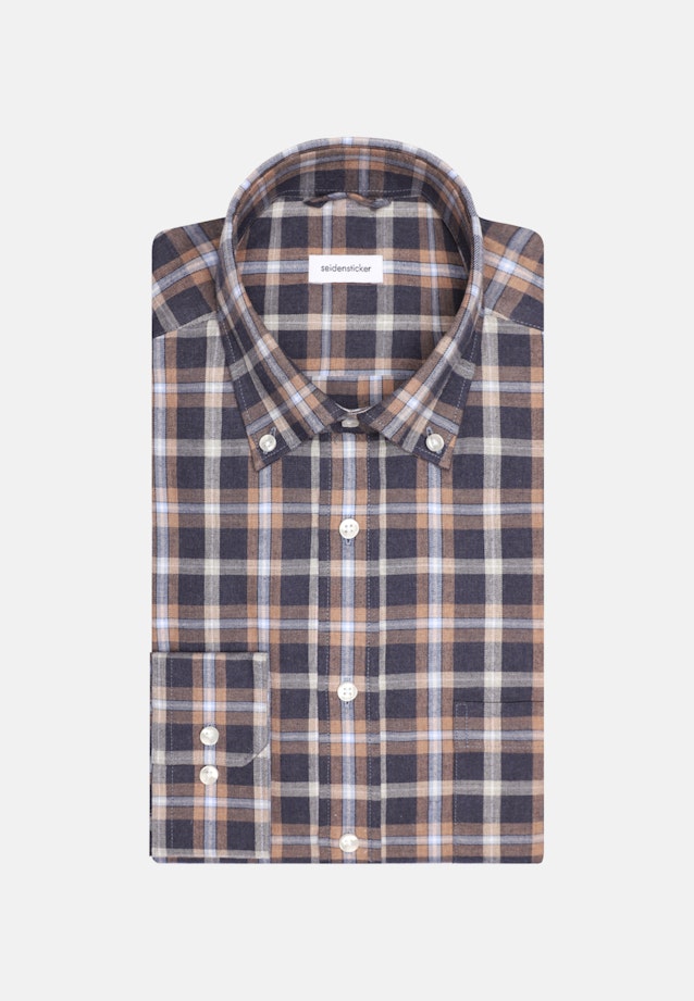 Flannel shirt in Regular with Button-Down-Collar in Dark Blue |  Seidensticker Onlineshop