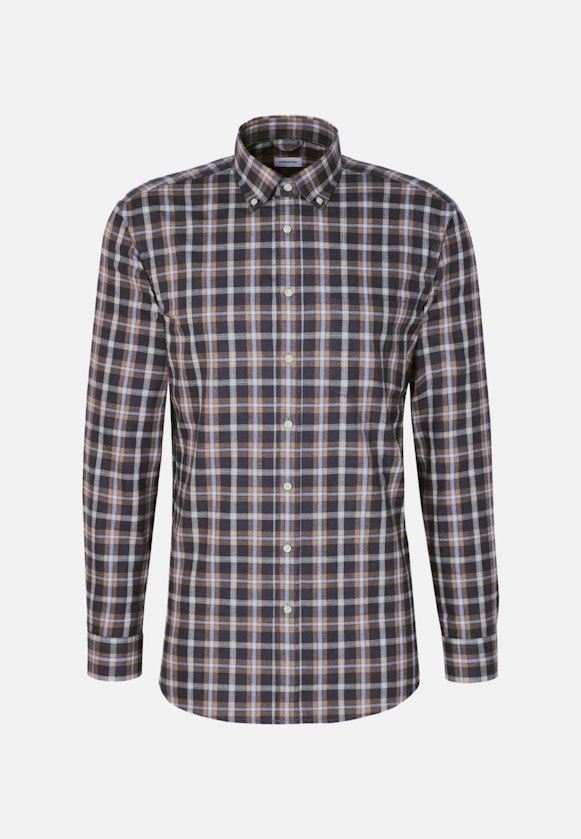 Chemise en flanelle Regular Fil à fil Col Boutonné in Bleu Foncé |  Seidensticker Onlineshop