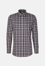 Flanellen hemd in Regular with Button-Down-Kraag in Donkerblauw |  Seidensticker Onlineshop