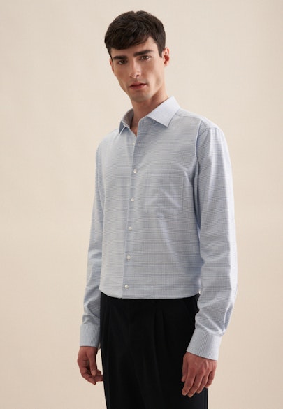 Regular Chemise en flanelle carreaux in Bleu Clair |  Seidensticker Onlineshop
