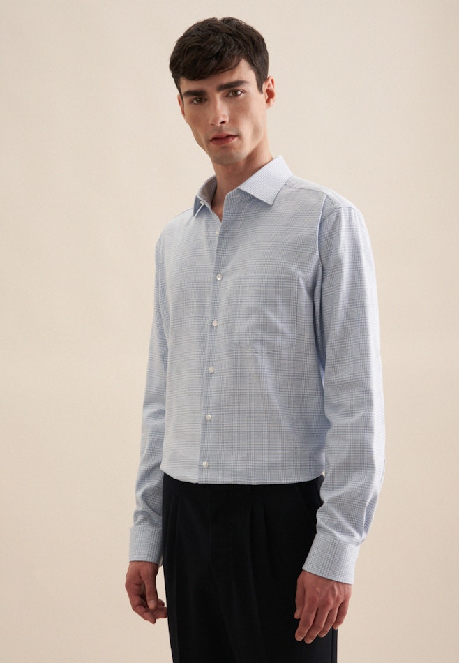 Regular Chemise en flanelle carreaux dans Bleu Clair | Boutique en ligne Seidensticker
