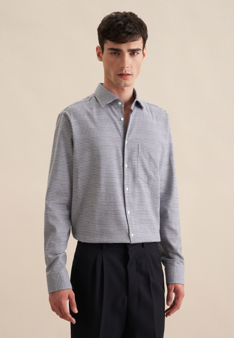 Flannel shirt in Regular with Kent-Collar