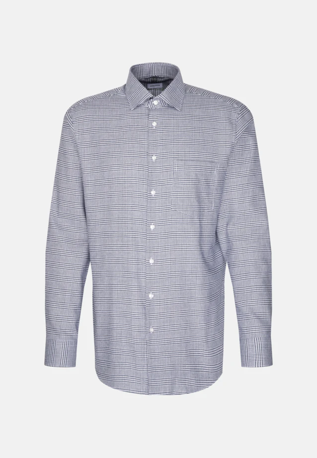 Regular Flanellhemd Karo in Dunkelblau |  Seidensticker Onlineshop