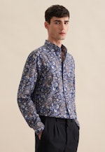 Regular Flanellhemd Druck in Dunkelblau |  Seidensticker Onlineshop