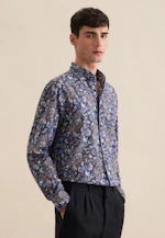 Regular Flanellhemd Druck in Dunkelblau |  Seidensticker Onlineshop