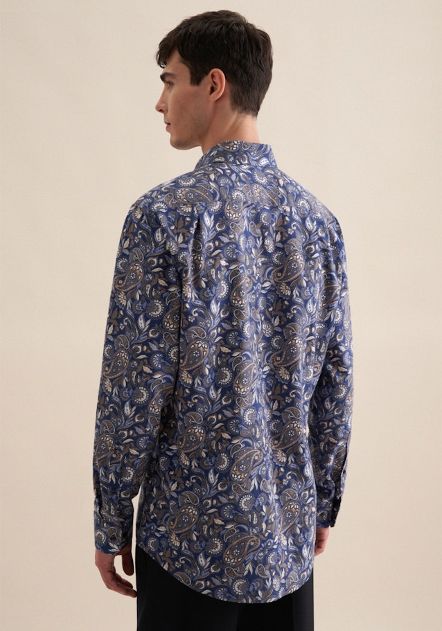 Regular Flanellhemd Druck in Dunkelblau | Seidensticker Onlineshop