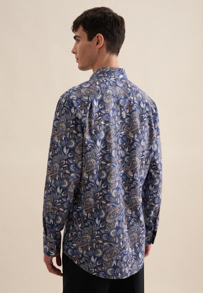Regular Chemise en flanelle Imprimé in Bleu Foncé |  Seidensticker Onlineshop