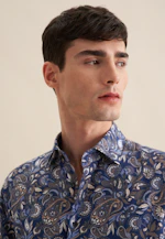 Regular Flanellhemd Druck in Dunkelblau |  Seidensticker Onlineshop