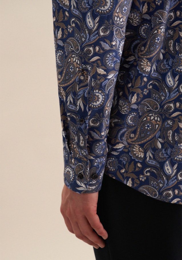 Regular Flanellhemd Druck in Dunkelblau | Seidensticker Onlineshop