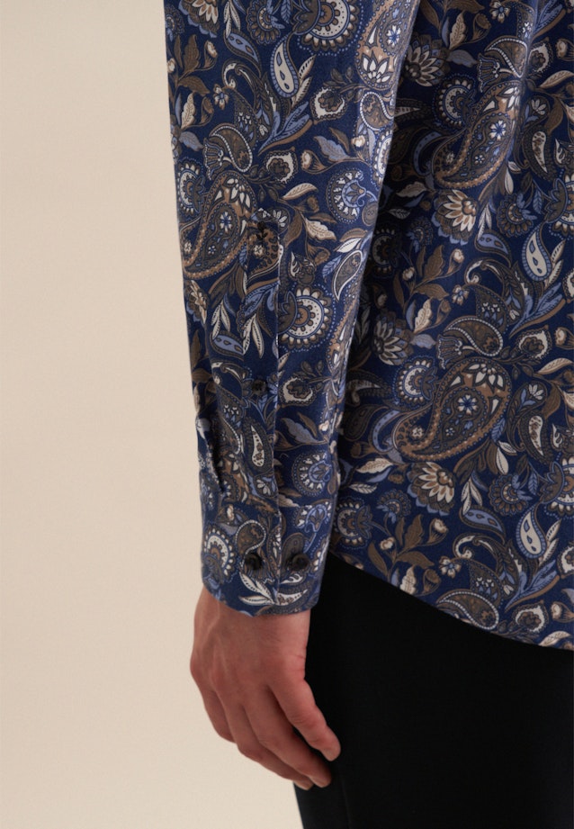 Regular Flanellhemd Druck in Dunkelblau |  Seidensticker Onlineshop