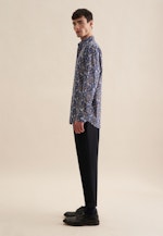 Regular Flanellhemd Druck in Dunkelblau |  Seidensticker Onlineshop