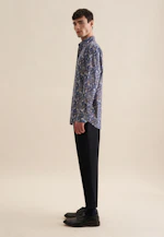 Regular Flanellhemd Druck in Dunkelblau |  Seidensticker Onlineshop