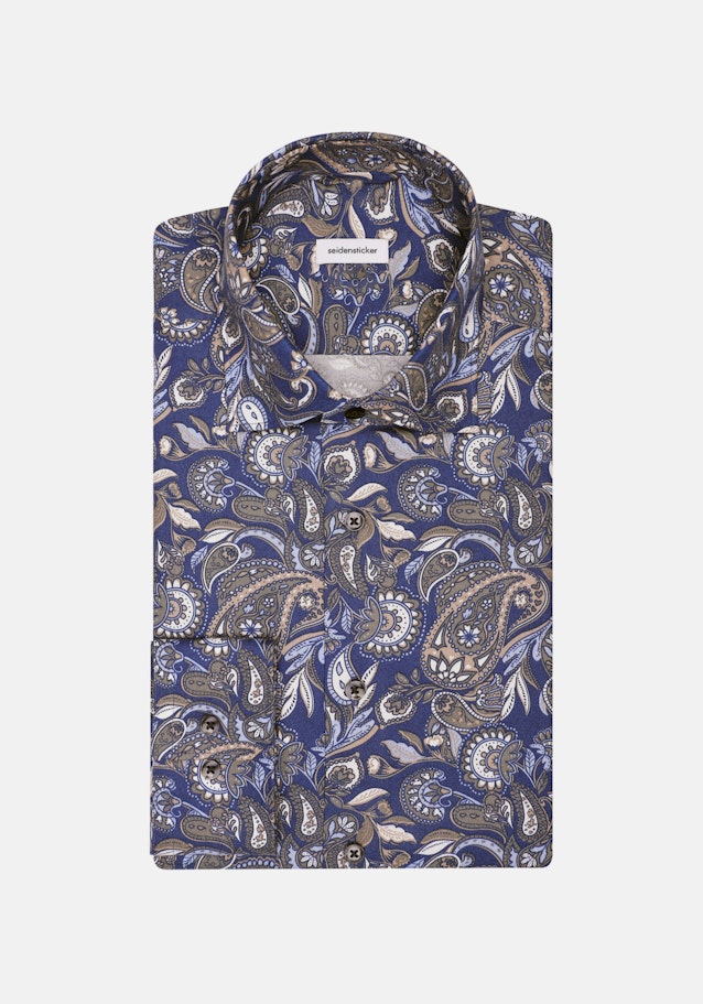 Regular Flanellhemd Druck in Dunkelblau | Seidensticker Onlineshop