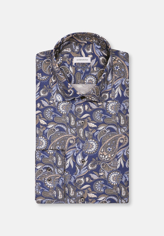 Regular Flanellhemd Druck in Dunkelblau |  Seidensticker Onlineshop