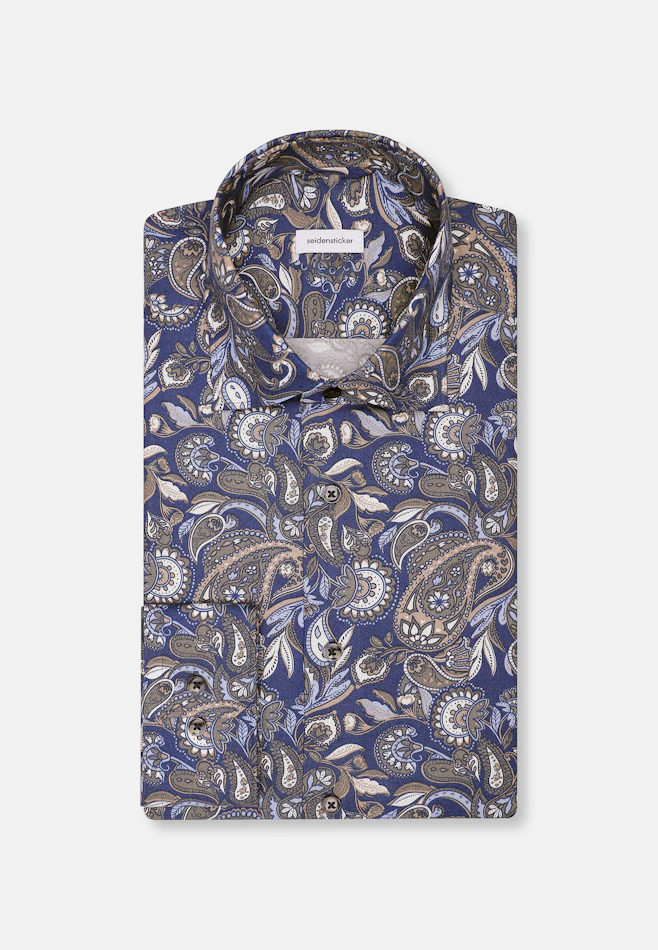 Regular Flanellhemd Druck in Dunkelblau | Seidensticker Onlineshop
