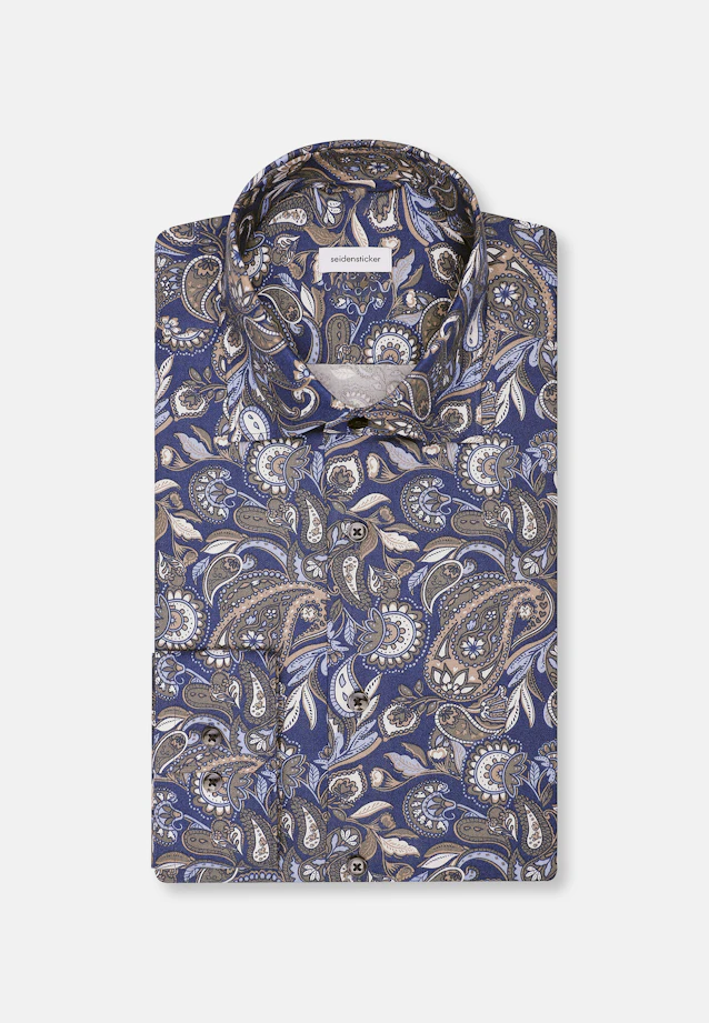 Regular Flanellhemd Druck in Dunkelblau |  Seidensticker Onlineshop