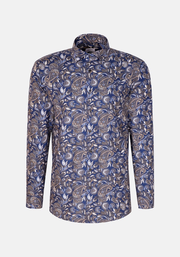Regular Flanellhemd Druck in Dunkelblau | Seidensticker Onlineshop