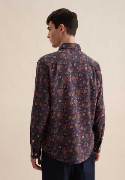Regular Casual Hemd Druck in Winter orange |  Seidensticker Onlineshop