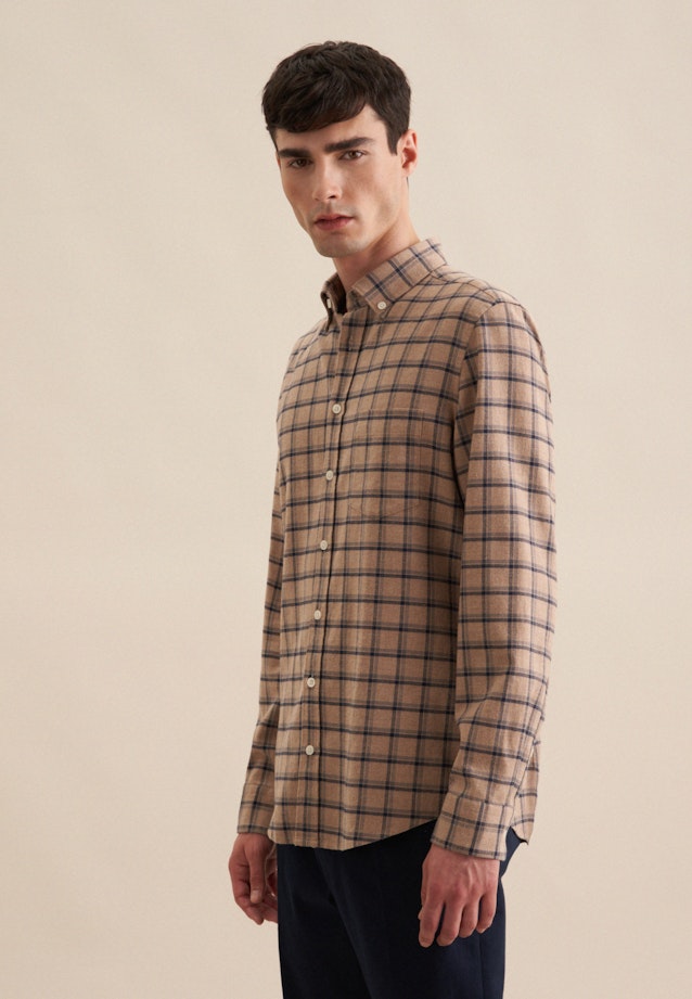 Casual overhemd in Slim with Button-Down-Kraag in Bruin |  Seidensticker Onlineshop