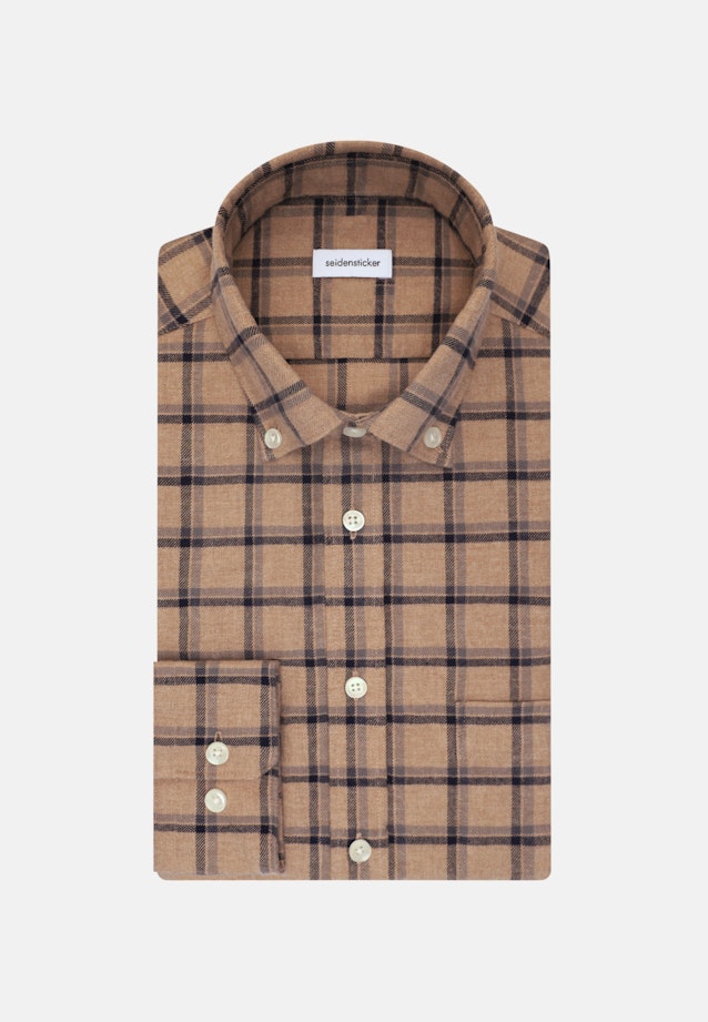 Flanell Casual Hemd in Slim mit Button-Down-Kragen in Braun |  Seidensticker Onlineshop