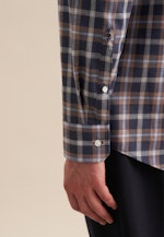 Flannel shirt in Comfort with Button-Down-Collar in Dark Blue |  Seidensticker Onlineshop