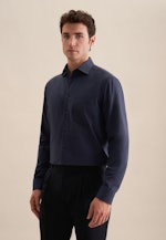 Flannel shirt in Comfort with Kent-Collar in Dark Blue |  Seidensticker Onlineshop