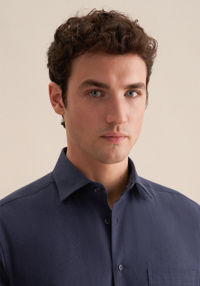 Chemise en flanelle Comfort Col Kent in Bleu Foncé | Seidensticker Onlineshop