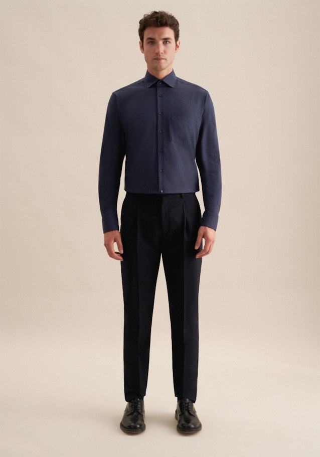 Chemise en flanelle Comfort Col Kent in Bleu Foncé | Seidensticker Onlineshop