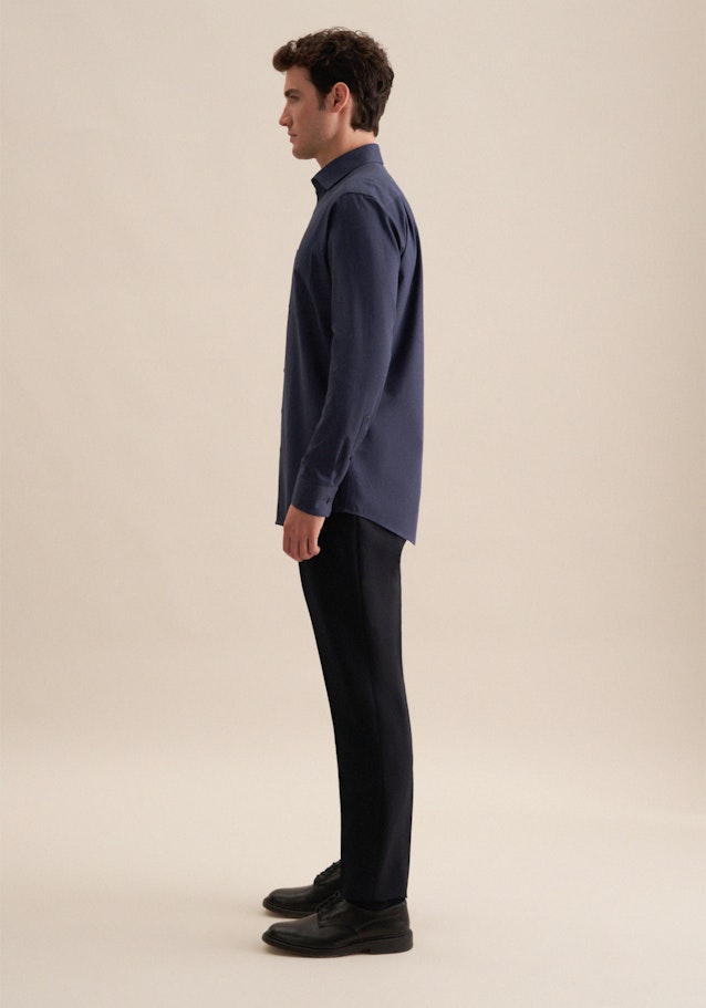 Chemise en flanelle Comfort Col Kent in Bleu Foncé | Seidensticker Onlineshop