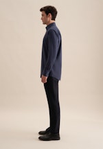 Flannel shirt in Comfort with Kent-Collar in Dark Blue |  Seidensticker Onlineshop