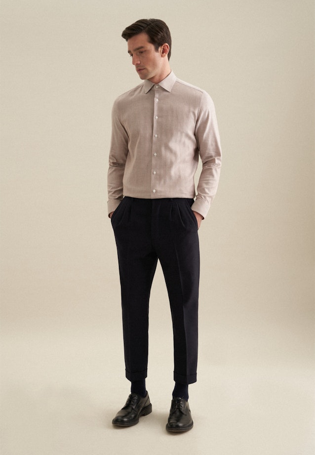 Shaped Flanellhemd Streifen in Braun |  Seidensticker Onlineshop