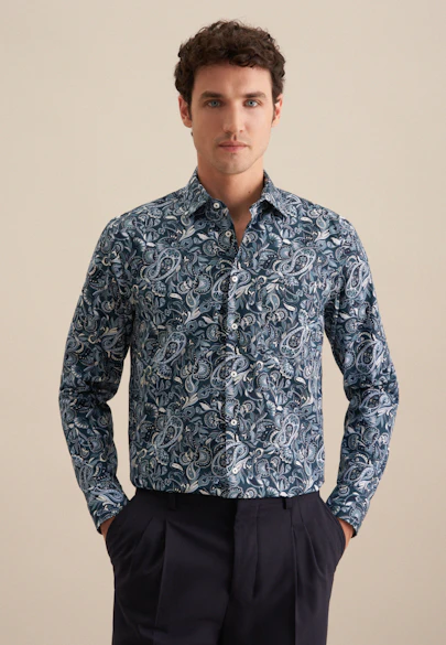 Regular Chemise d'affaires Imprimé in Turquoise |  Seidensticker Onlineshop