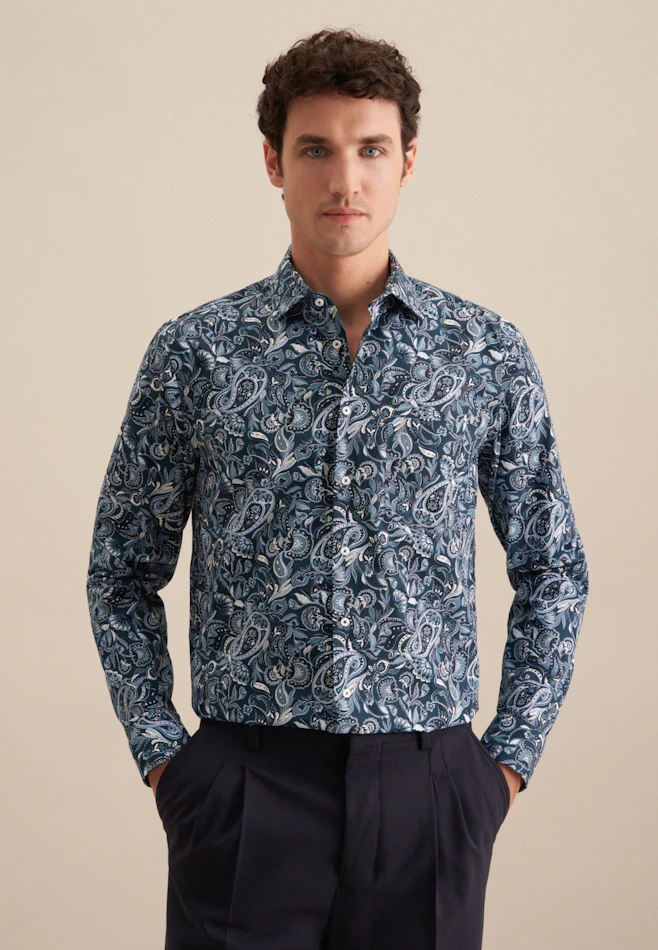 Regular Chemise d'affaires Imprimé dans Turquoise | Boutique en ligne Seidensticker
