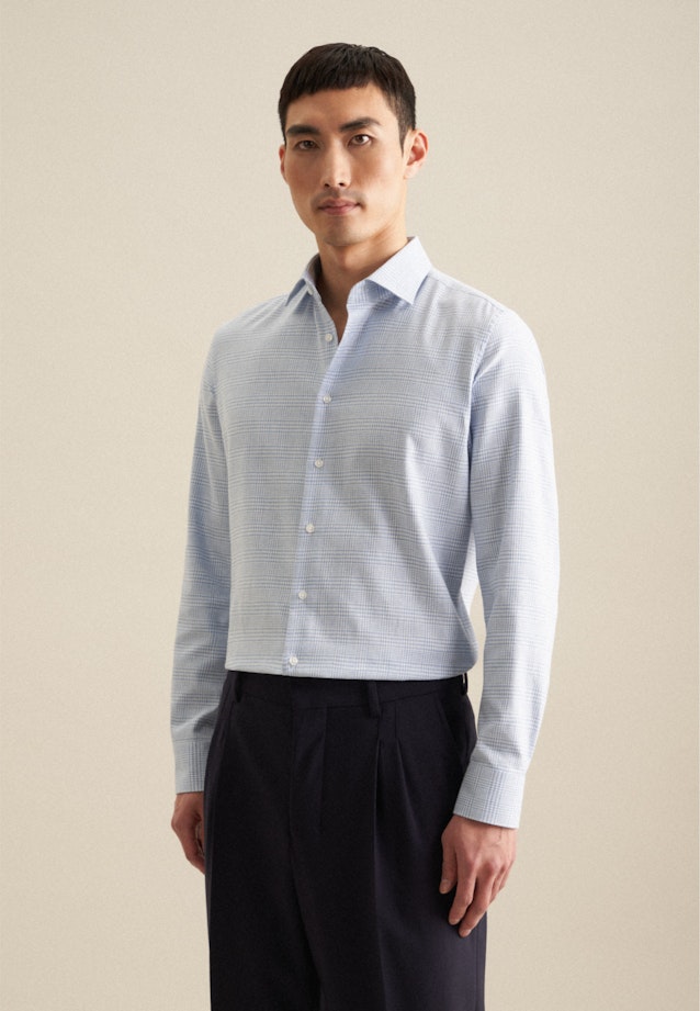 Chemise en flanelle Slim Flanelle Col Kent in Bleu Clair |  Seidensticker Onlineshop