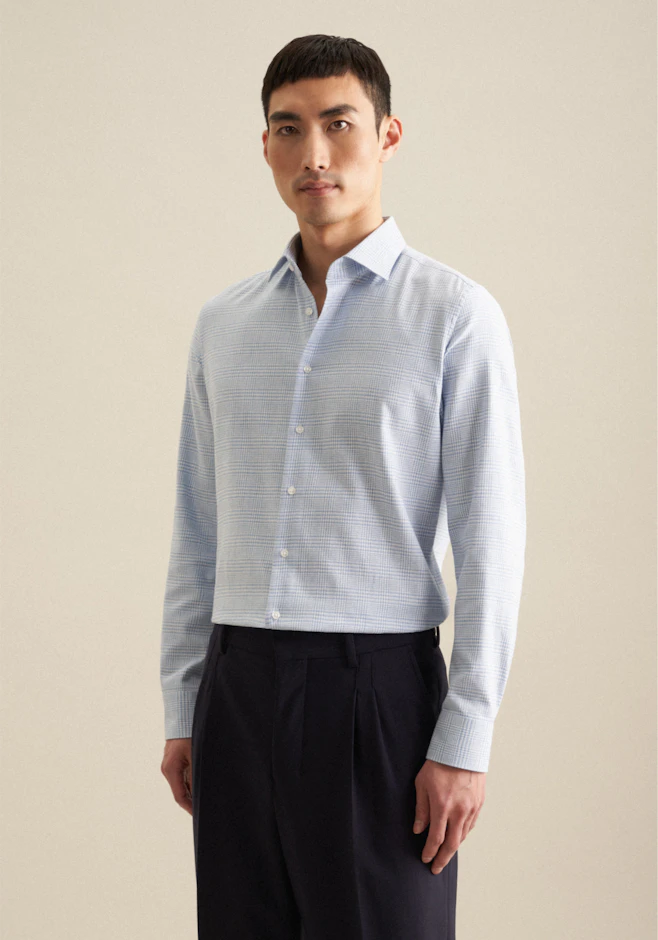 Slim Flanellhemd Karo in Hellblau | Seidensticker Onlineshop
