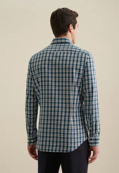 Shaped Chemise en flanelle carreaux in Turquoise |  Seidensticker Onlineshop