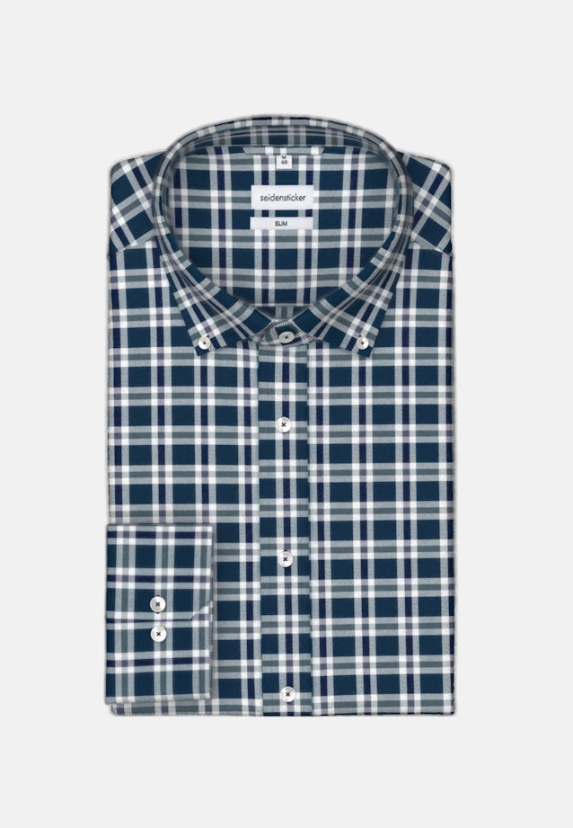 Flannel shirt in Shaped with Button-Down-Collar in Turquoise |  Seidensticker Onlineshop