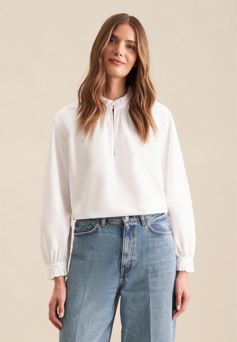 Twill Stand-Up Blouse